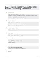 Exam 1 - NR327 / NR 327 (Latest 2023 / 2024) : Maternal-Child Nursing - Chamberlain