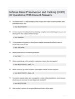 Defense Basic Preservation and Packing (CERT) |39 Questions| With Correct Answers.