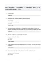 RITE AID PTU: Unit Exam 3 Questions With 100% Correct Answers 2024