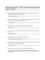 FBLA Agribusiness - TEST Question and answers rated A+ 2023