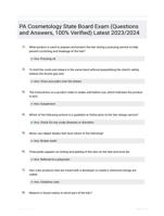 PA Cosmetology State Board Exam (Questions and Answers, 100% Verified) Latest 2023/2024