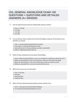 CDL GENERAL KNOWLEDGE EXAM 100 QUESTIONS +  QUESTIONS AND DETAILED ANSWERS |A+ GRADED|