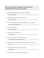 NFHS Coaching Volleyball: quiz and test questions with correct answers