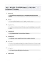 TEAS Nursing School Entrance Exam - Part 2 - College of Dupage