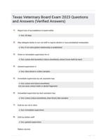 Texas Veterinary Board Exam 2023 Questions and Answers (Verified Answers)