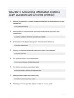 WGU D217 Accounting Information Systems Exam Questions and Answers  (Verified)