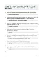 MSSC CLA TEST QUESTIONS AND CORRECT ANSWERS