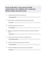 Picat Verification Test practice 103 CORRECTLY ANSWERED QUESTIONS LATEST UPDATE