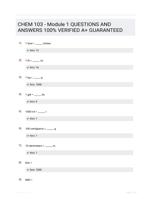 CHEM 103 - Module 1 QUESTIONS AND ANSWERS 100% VERIFIED A+ GUARANTEED