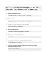 WGU C175 Pre-Assessment QUESTIONS AND ANSWERS 100% VERIFIED A+ GUARANTEED