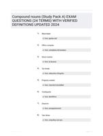 Compound nouns (Study Pack A) EXAM QUESTIONS (24 TERMS) WITH VERIFIED DEFINITIONS UPDATED 2024