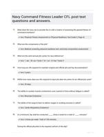 Navy Command Fitness Leader CFL post test questions and answers.