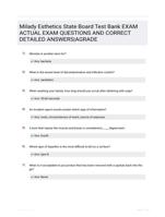 Milady Esthetics State Board Test Bank EXAM  ACTUAL EXAM QUESTIONS AND CORRECT DETAILED ANSWERS|AGRADE