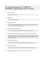 ATI Pharmacology RN 73 CORRECTLY ANSWERED QUESTIONS LATEST UPDATE