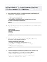 Questions From ACHE's Board of Governors Exam 2024 VERIFIED ANSWERS