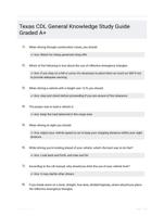 Texas CDL General Knowledge Study Guide Graded A+