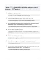 Texas CDL: General Knowledge Questions and Answers All Rated A