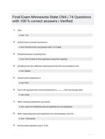 Final Exam Minnesota State CNA | 74 Questions with 100 % correct answers | Verified