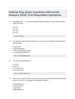 Hazmat Prep (Exam Questions with correct Answers 2024): First Responders Operations