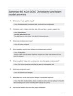 Summary RE AQA GCSE Christianity and Islam model answers  