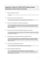 Question Cards for 2022-2023 Study Guide Questions and Correct Answers