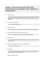 Quarter 1 assessment review 2022-2023 QUESTIONS AND ANSWERS 100% VERIFIED A+ GUARANTEED