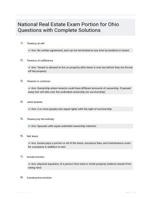 National Real Estate Exam  Portion for Ohio Questions with Complete Solutions