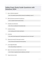 Safety Exam Study Guide Questions with Solutions 2024