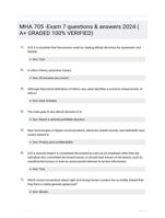 MHA 705 -Exam 7 questions & answers 2024 ( A+ GRADED 100% VERIFIED)