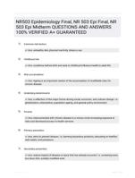 NR503 Epidemiology Final, NR 503 Epi Final, NR 503 Epi Midterm 190 CORRECTLY ANSWERED QUESTIONS LATEST UPDATE