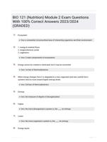 BIO 121 (Nutrition) Module 2 Exam Questions With 100% Correct Answers 2023/2024 (GRADED)