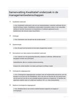 Samenvatting Kwalitatief onderzoek in de managementwetenschappen