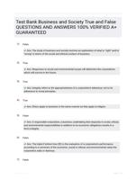 Test Bank Business and Society True and False QUESTIONS AND ANSWERS 100% VERIFIED A+ GUARANTEED