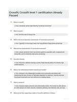 Crossfit, Crossfit level 1 certification EXAM QUESTIONS (179 TERMS) WITH VERIFIED DEFINITIONS UPDATED 2024