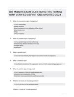 602 Midterm EXAM QUESTIONS (116 TERMS) WITH VERIFIED DEFINITIONS UPDATED 2024