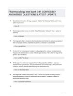 Pharmacology test bank 341 CORRECTLY ANSWERED QUESTIONS LATEST UPDATE