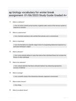 ap biology vocabulary for winter break assignment- 01/06/2023 Study Guide Graded A+