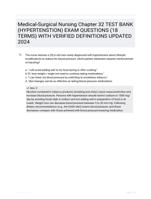 Medical-Surgical Nursing Chapter 32 TEST BANK (HYPERTENSTION) Already Passed