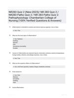 NR283 Quiz 2 (New-2023)/ NR 283 Quiz 2 / NR283 Patho Quiz 2 / NR 283 Patho Quiz 2: Pathophysiology: Chamberlain College of Nursing (100% Verified Questions & Answers)