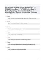 NR283 Quiz 2 (New-2023)/ NR 283 Quiz 2 / NR283 Patho Quiz 2 / NR 283 Patho Quiz 2: Pathophysiology: Chamberlain College of Nursing (100% Verified Questions & Answers)