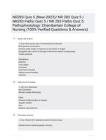 NR283 Quiz 5 (New-2023)/ NR 283 Quiz 5 / NR283 Patho Quiz 5 / NR 283 Patho Quiz 5: Pathophysiology: Chamberlain College of Nursing (100% Verified Questions & Answers)