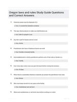 Oregon laws and rules Study Guide Questions and Correct Answers