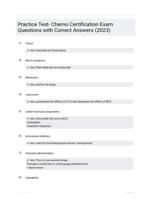 Practice Test- Chemo Certification Exam Questions with Correct Answers (2023)