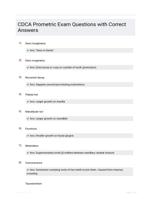 CDCA Prometric Exam Questions with Correct Answers