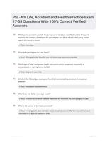 PSI - NY Life, Accident and Health Practice Exam 17-55, Questions and Answers 2024 Graded