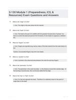 S-130 Module 1 (Preparedness, ICS, & Resources) Exam Questions and Answers