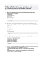 FA Davis Maternity review questions test 1 questions and answers well illustrated.