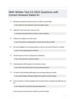 DMV Written Test CA 2023 Questions with Correct Answers Rated A+