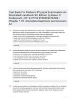 Test Bank For Pediatric Physical Examination An Illustrated Handbook 3rd Edition by Karen G. Duderstadt | 2019/2020| 9780323476508 |Chapter 1-20 | Complete Questions and Answers A+