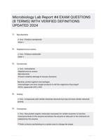 Microbiology Lab Report #4 EXAM QUESTIONS (8 TERMS) WITH VERIFIED DEFINITIONS UPDATED 2024